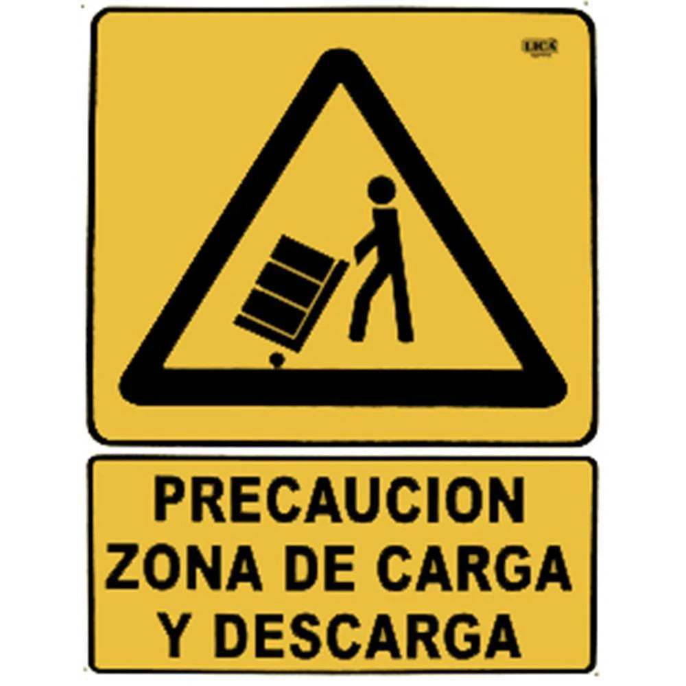 Cartel "Precaución zona de carga y descarga"