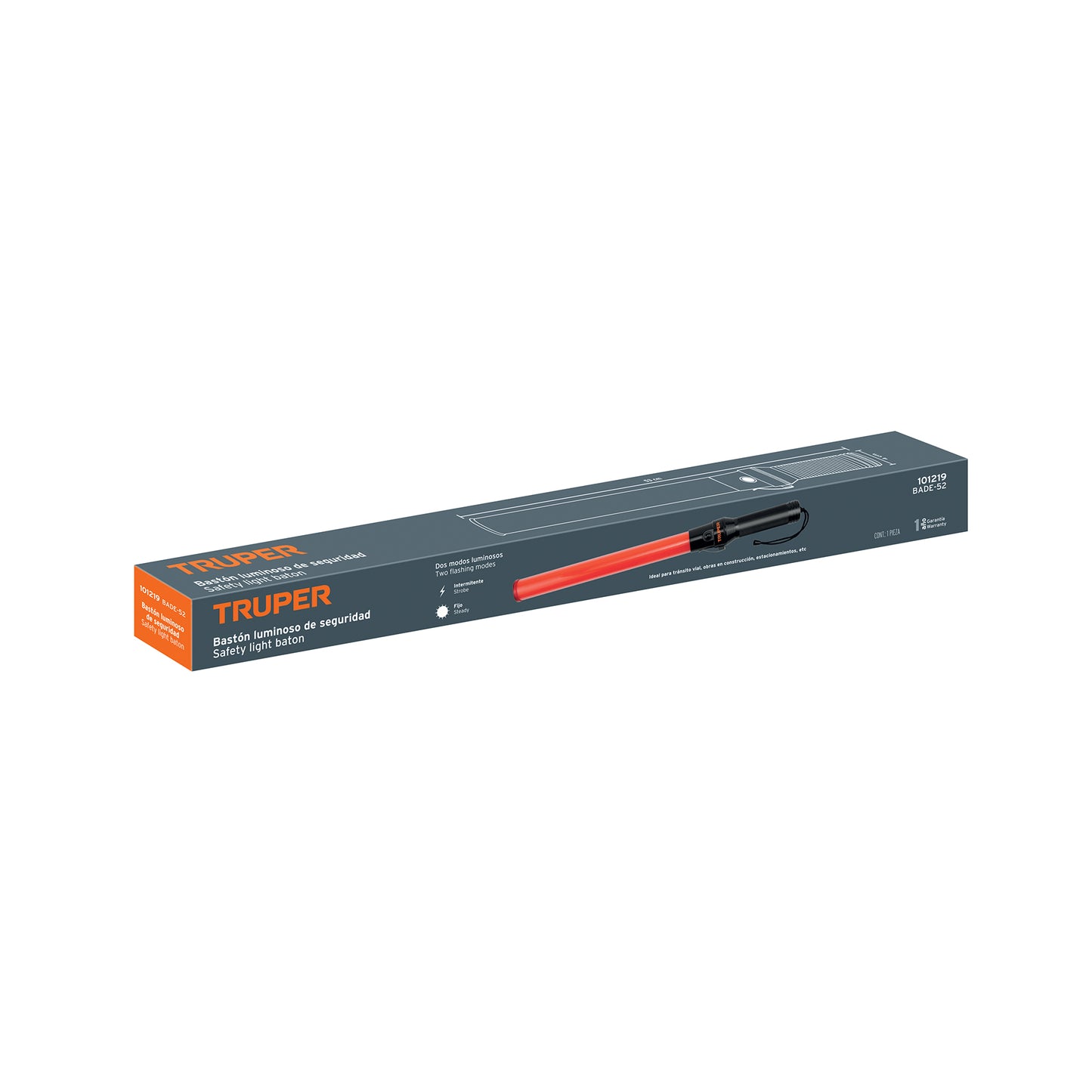 Bastón luminoso de 53 cm con luz LED y clip para cinturón 101219