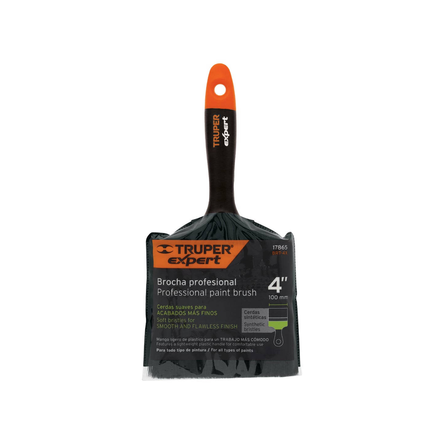 Brocha profesional de 4" mango de plástico, Truper Expert