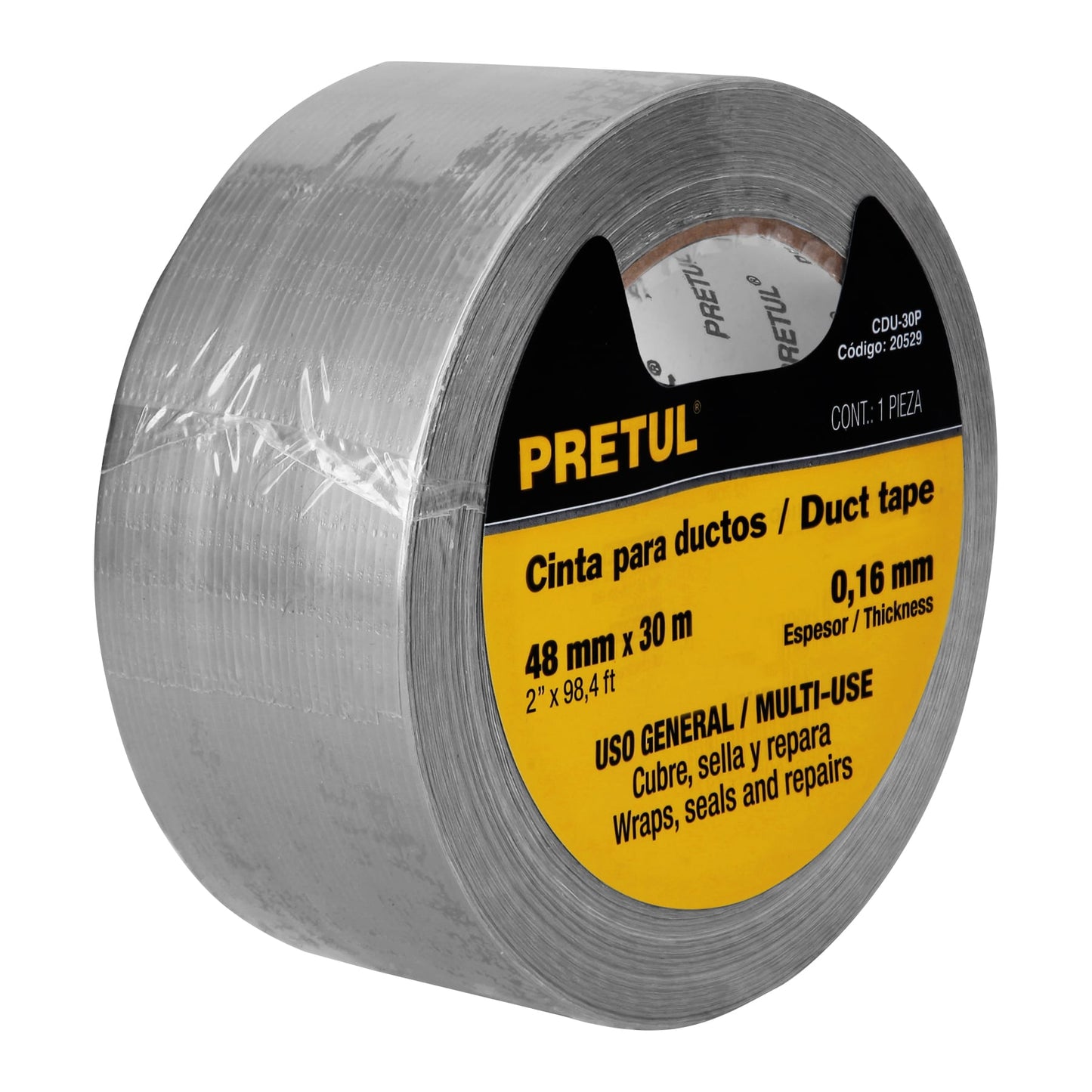 Cinta de 30 m para ducto, espesor 0.16 mm, Pretul 20529 - CDU-30P - 30 m