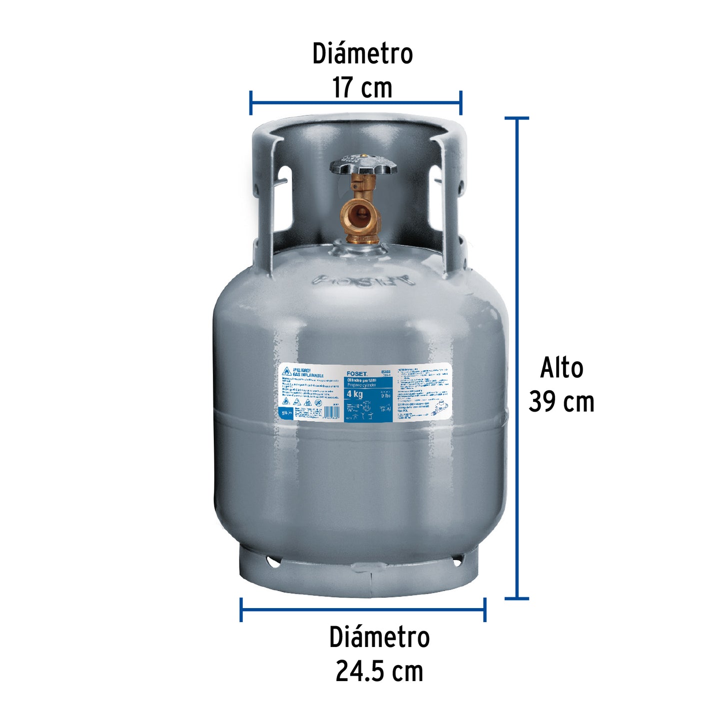 Cilindro portátil para gas LP, 4kg (9lb) Foset