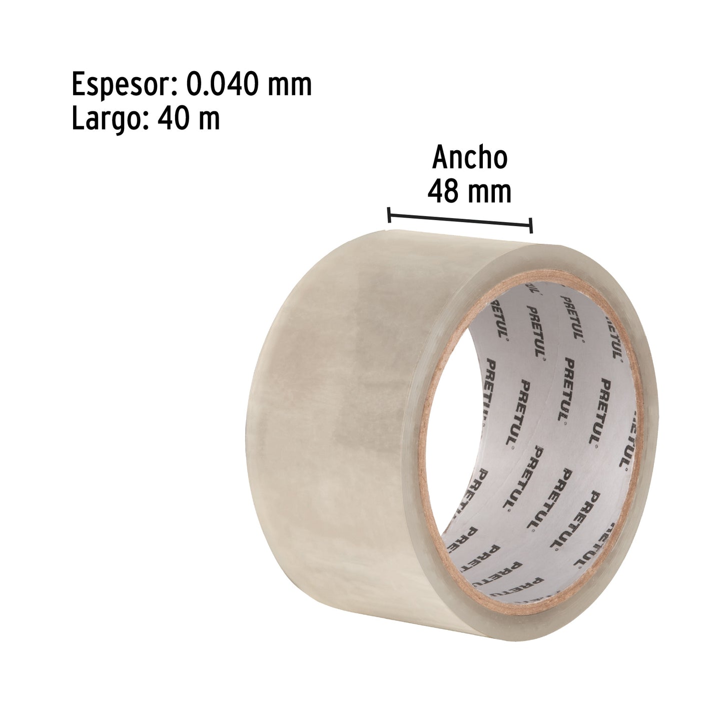 Cinta de empaque 48 mm x 40 m transparente, Pretul 20525 - CTR-40P