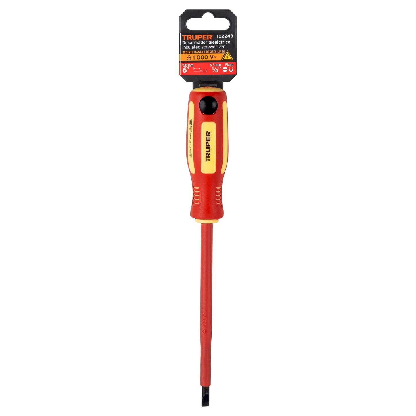 Desarmador dieléctrico plano 1/4" x 6", Truper