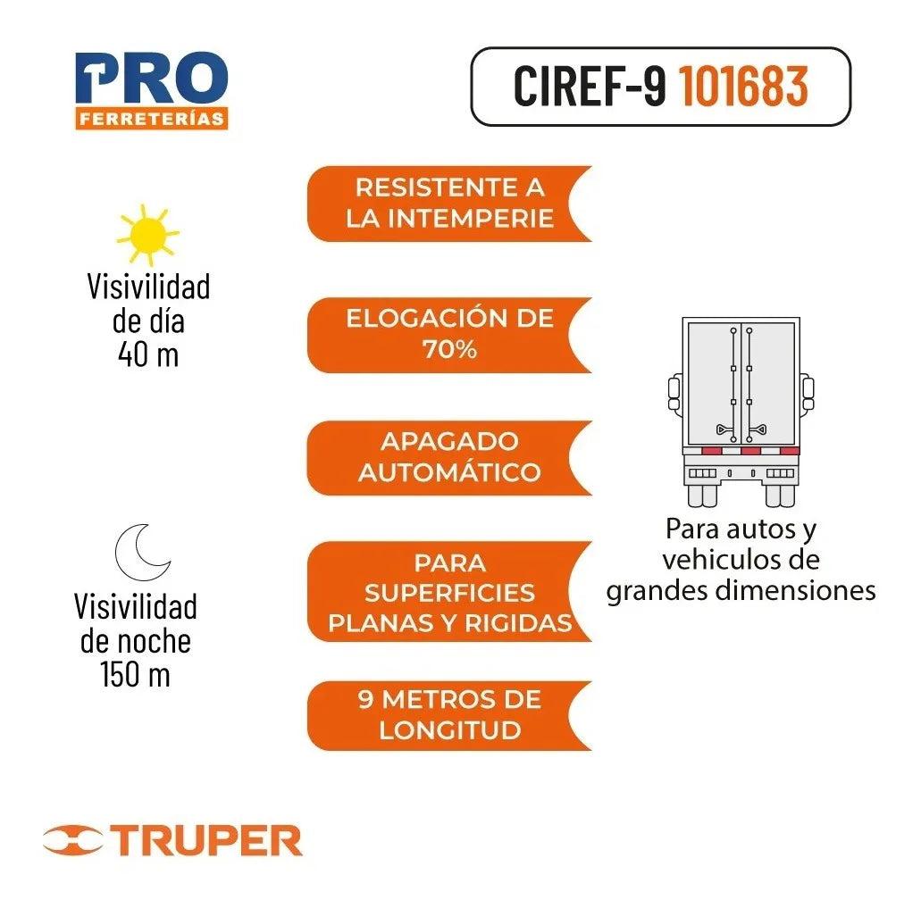 Rollo de 9 m x 2" de cinta reflejante de PVC, Truper