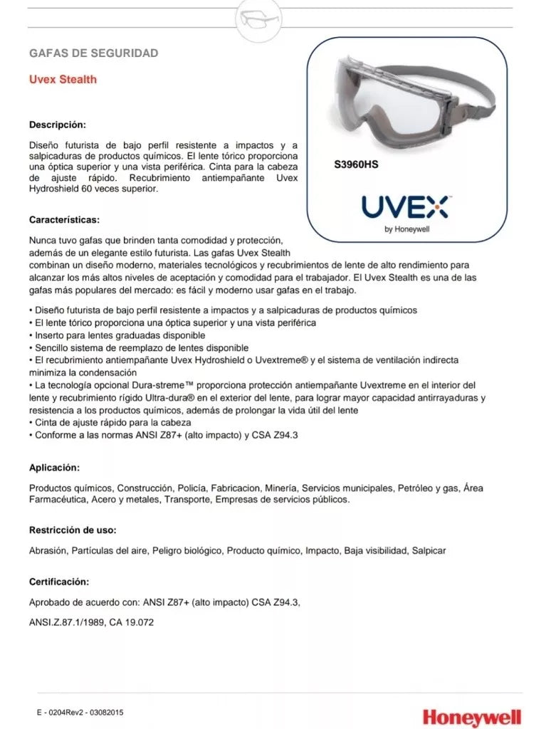 Lente Goggle Uvex Stealth LIQUIDACION