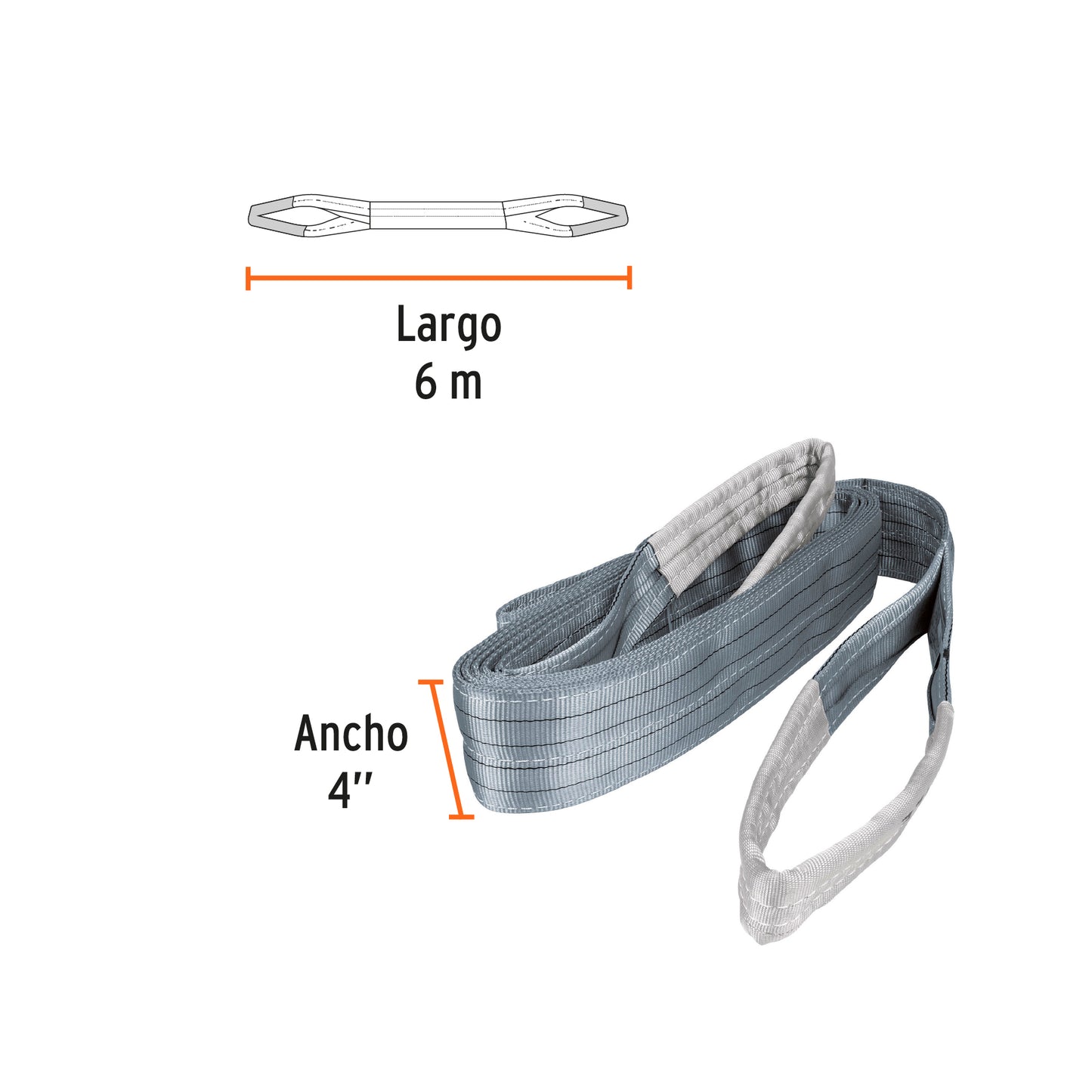 17877 Eslinga de poliéster, ojo a ojo, 4" x 6 m, Truper