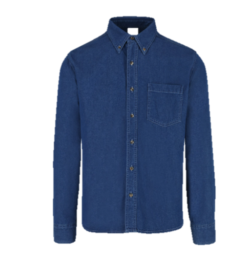 Camisa de Mezclilla Manga Larga para Caballero · 100% Algodón · Color Índigo Claro