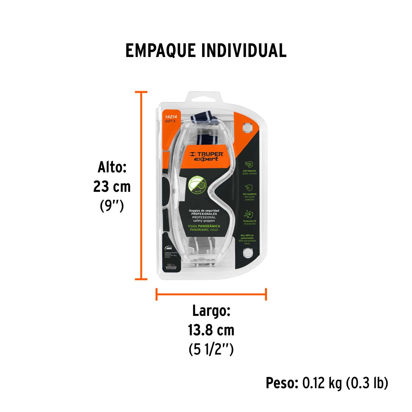 Goggles de seguridad profesionales, antiempaño, Expert