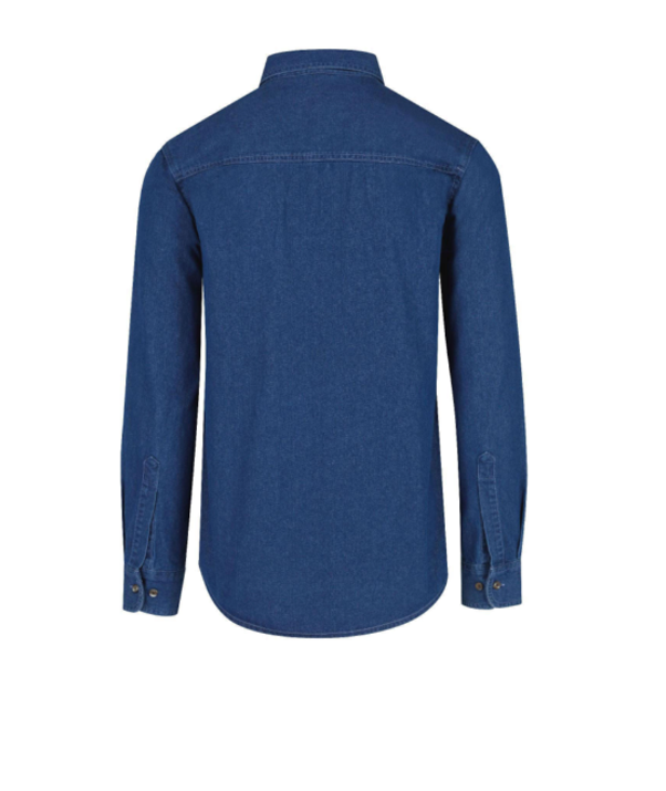 Camisa de Mezclilla Manga Larga para Caballero · 100% Algodón · Color Índigo Claro