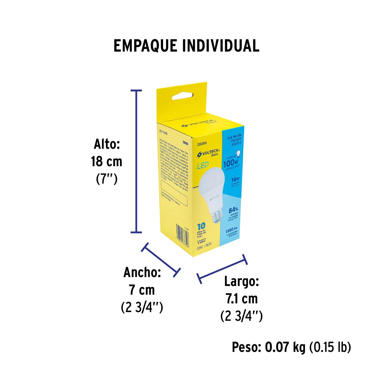 foco Lámpara de LED tipo bulbo A22 16 W, luz de día, caja, Basic