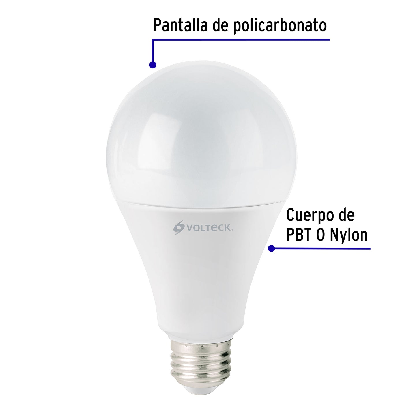 Lámpara LED tipo bulbo A19 18 W luz de día, caja, Volteck