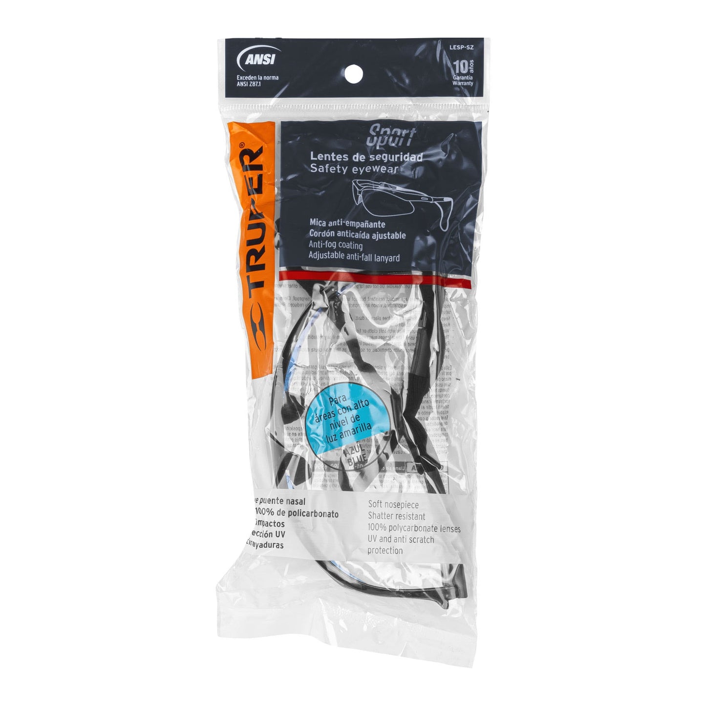 Lentes seguridad antiempaño c/cordón ajustable, Sport