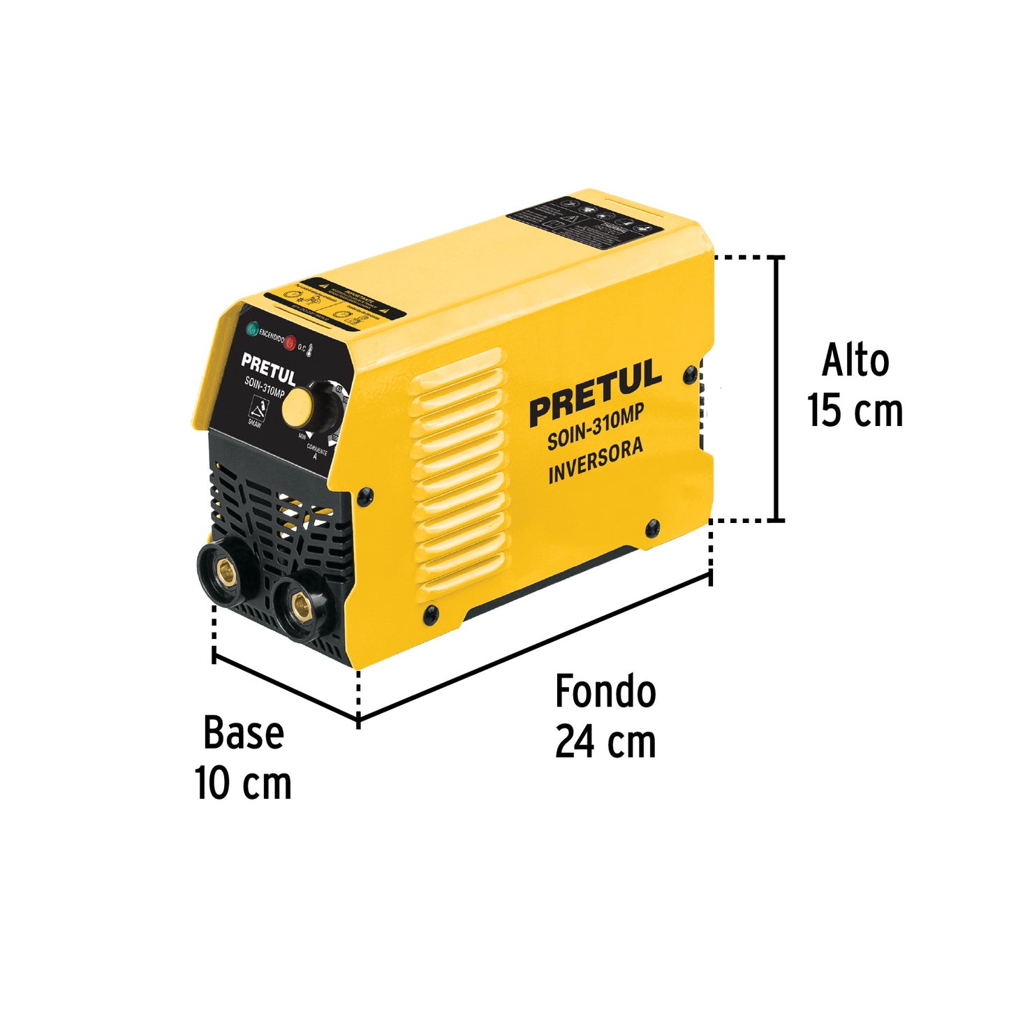 Mini soldadora inversora 130A, bi-voltaje, Serie 300, PRETUL