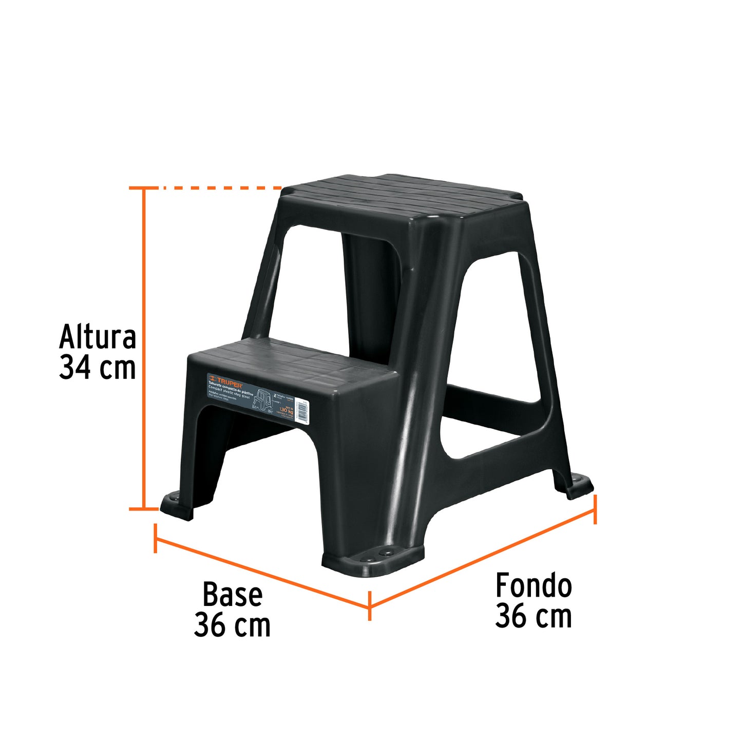 Taburete ligero de plástico, 2 peldaños