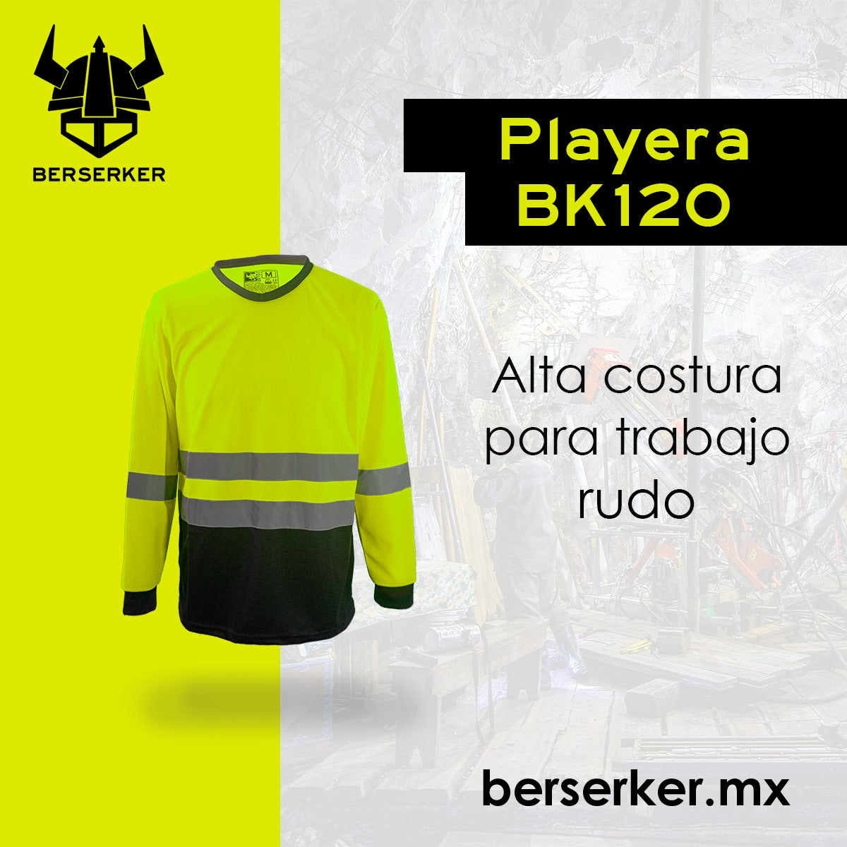Playera Alta Visibilidad Cómoda Manga Larga Reflejante DESCONTINUADA