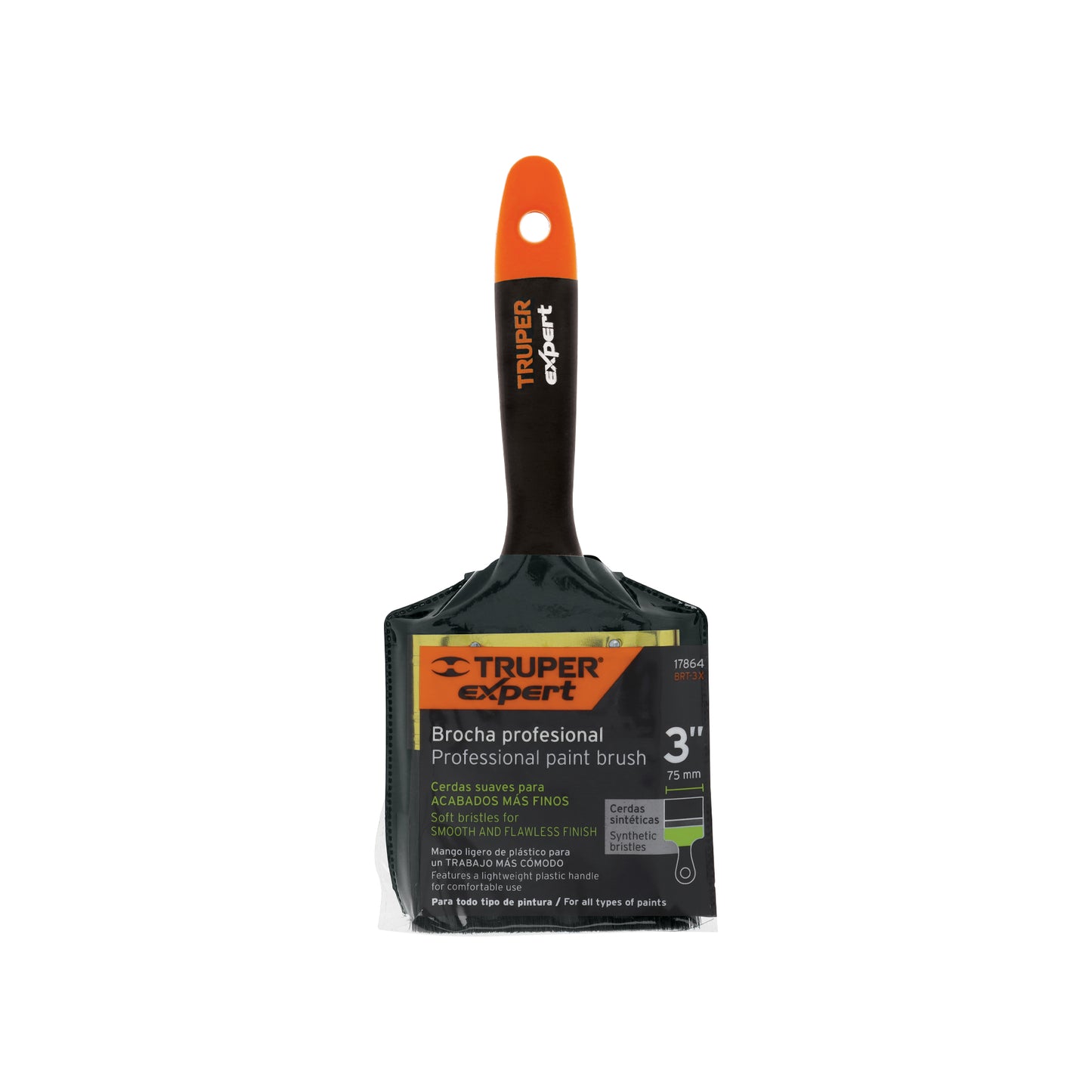 Brocha profesional de 3" mango de plástico, Truper Expert