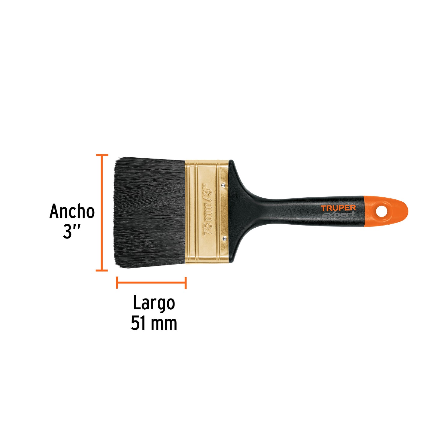 Brocha profesional de 3" mango de plástico, Truper Expert