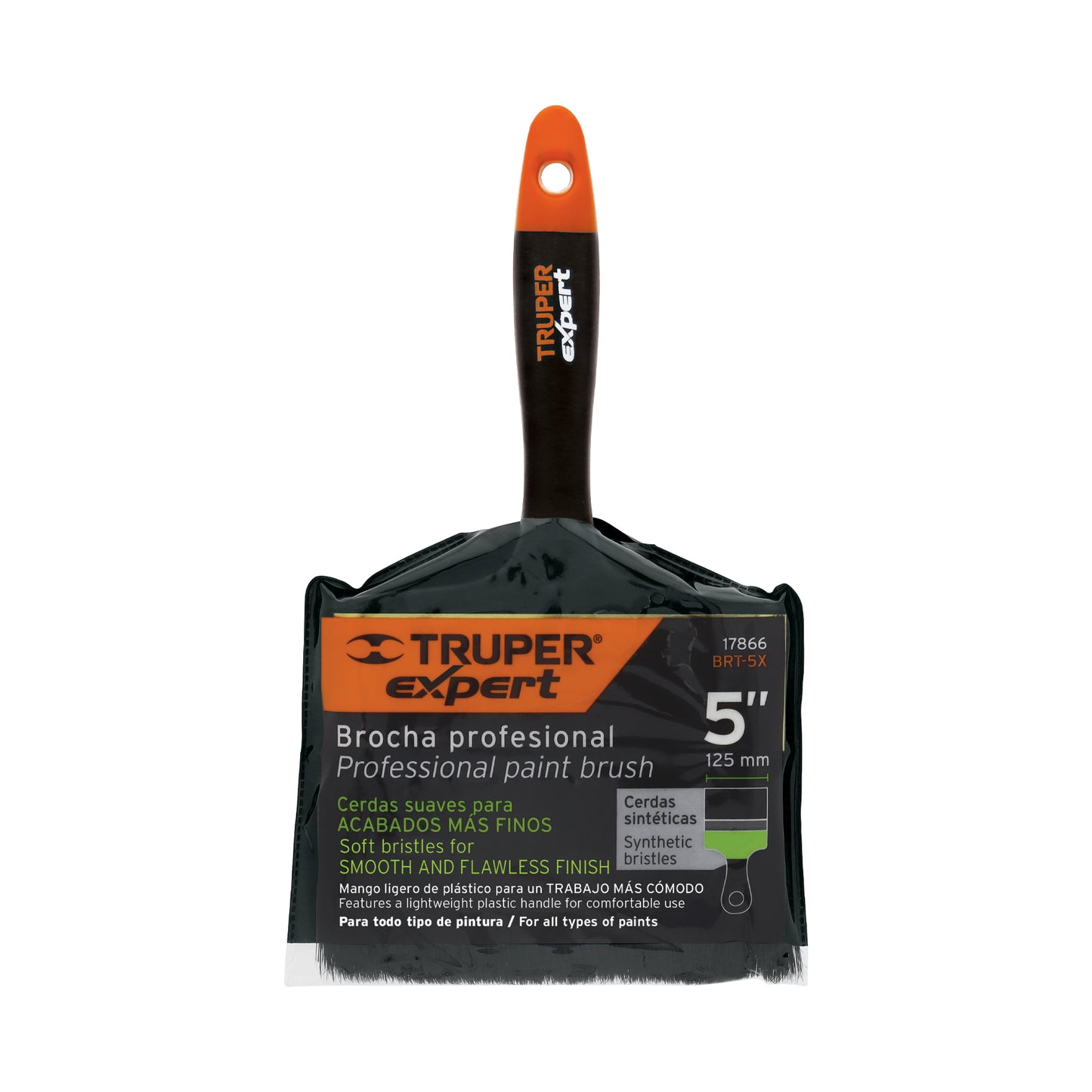 Brocha profesional de 5" mango de plástico, Truper Expert