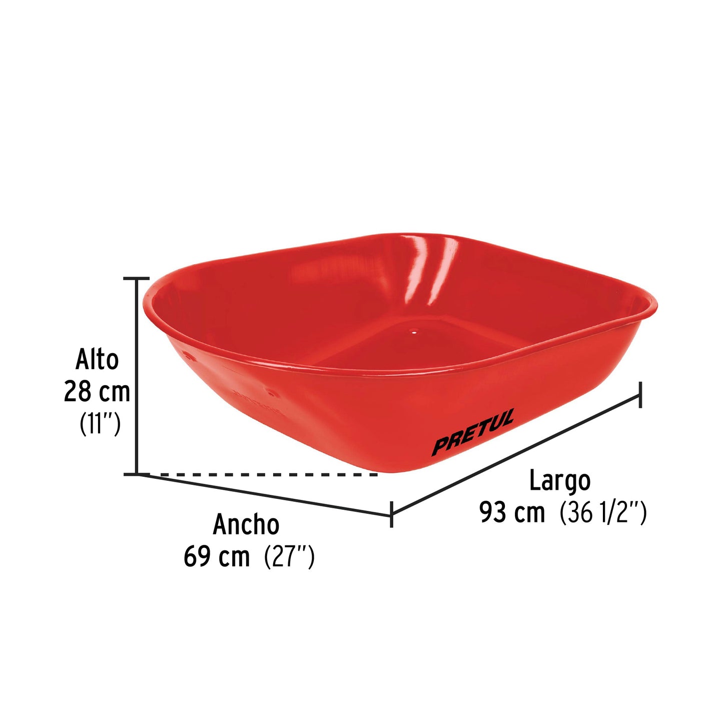 Carretilla 5.5 ft3 roja,imponchable,bastidor tubular, PRETUL