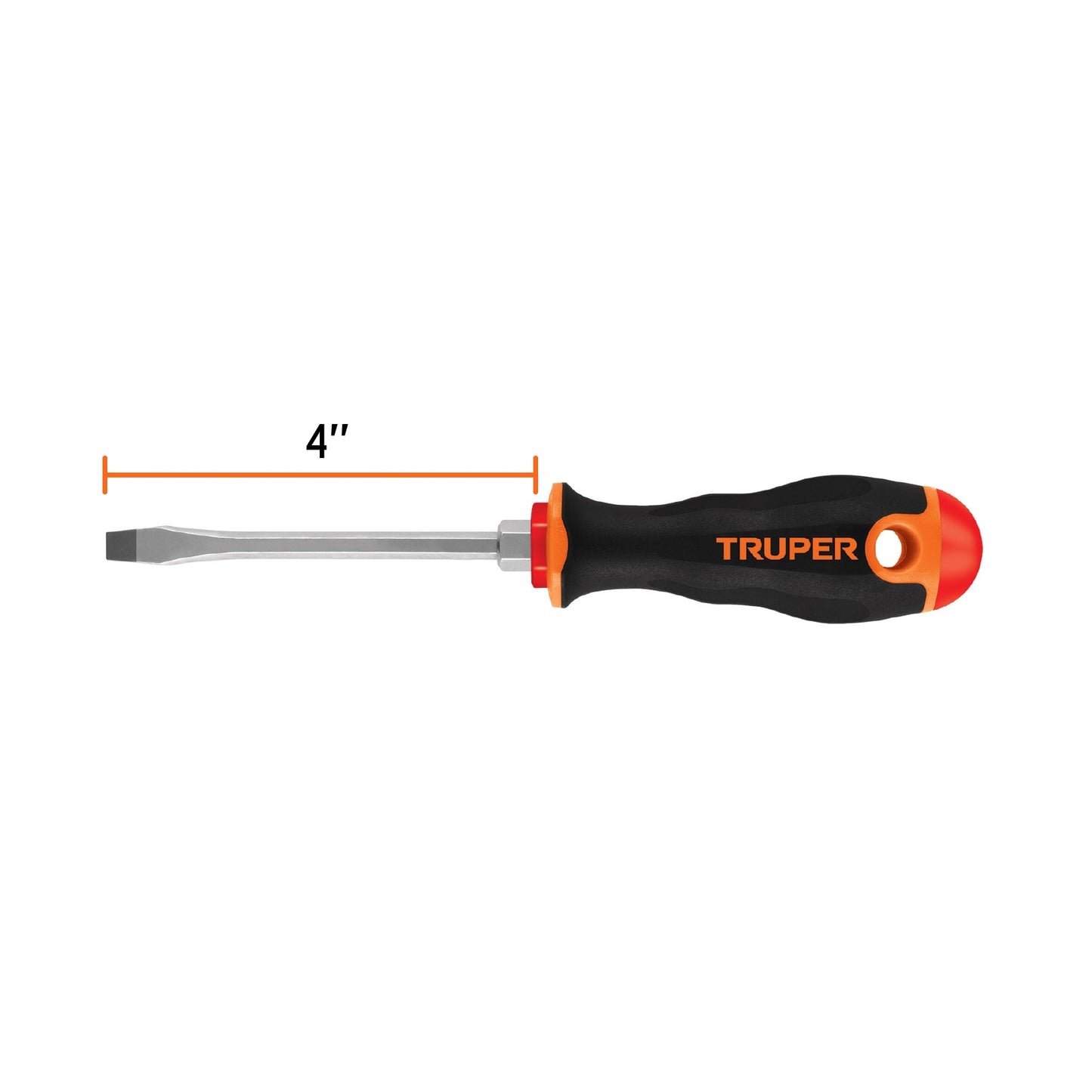 Desarmador plano 1/4" x 4" mango Comfort Grip, Truper