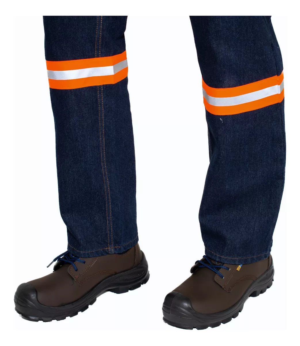 Pantalón De Mezclilla Reflejante Trabajo Industrial Uso Rudo