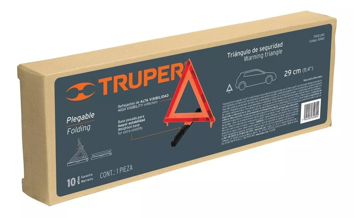 Triángulo de seguridad de 29 cm de alto con estuche plástico