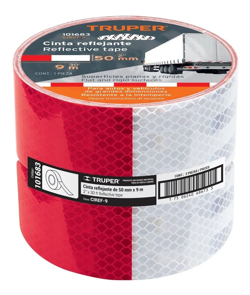 Rollo de 9 m x 2" de cinta reflejante de PVC, Truper