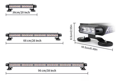 CL080545 Barra Torreta Estrobo Codigo Leds Con Base Magnética 26 PuLG