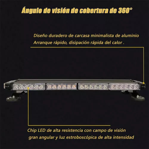 CL080545 Barra Torreta Estrobo Codigo Leds Con Base Magnética 26 PuLG