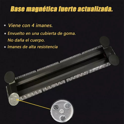 CL080545 Barra Torreta Estrobo Codigo Leds Con Base Magnética 26 PuLG