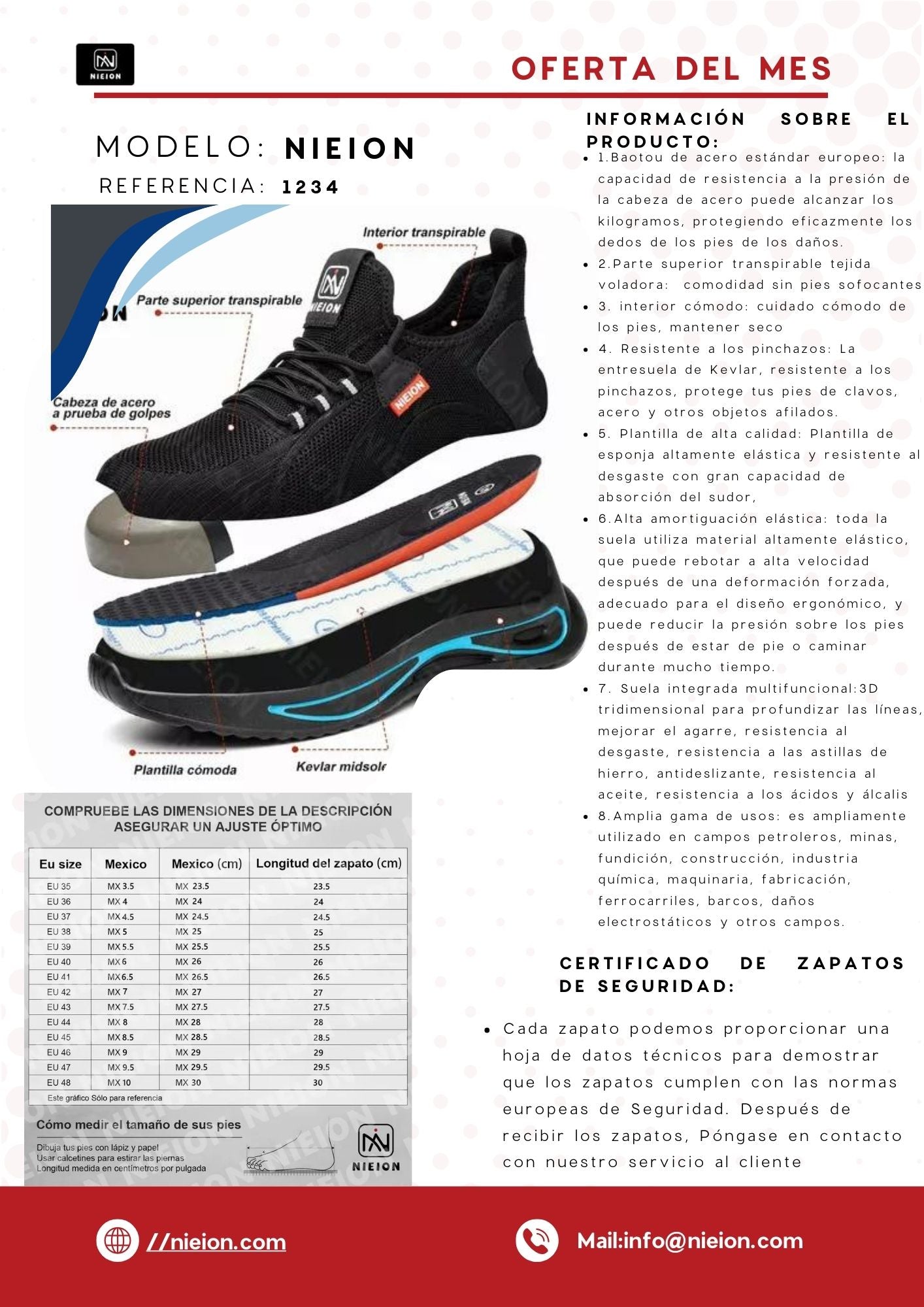 Zapatos De Seguridad Tenis De Fibra Transpirables Nieion BAJO PEDIDO