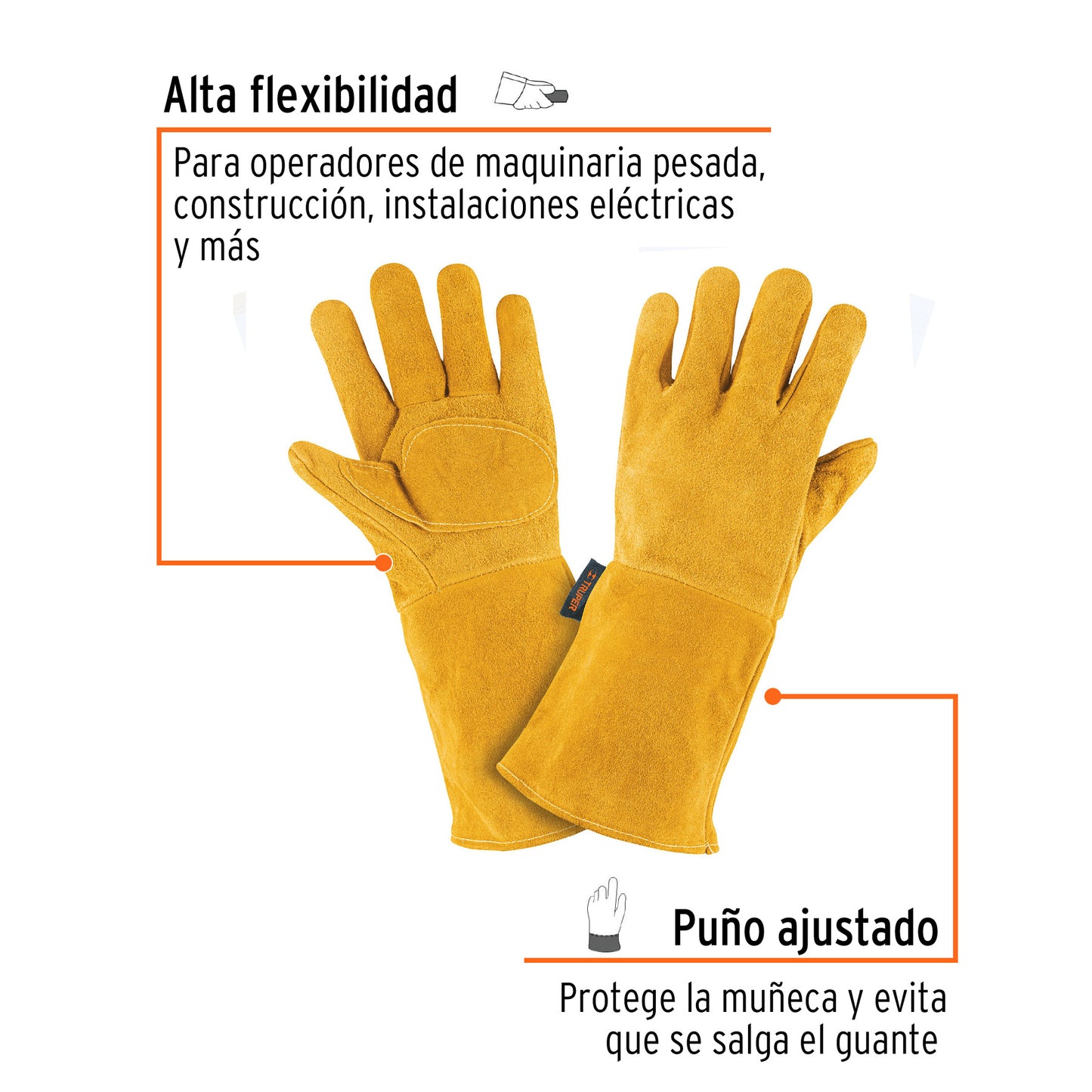 14242 soldador GUANTE DE CARNAZA LONETA TRUPER RESISTENCIA MATERIALES ABRAZIBOS