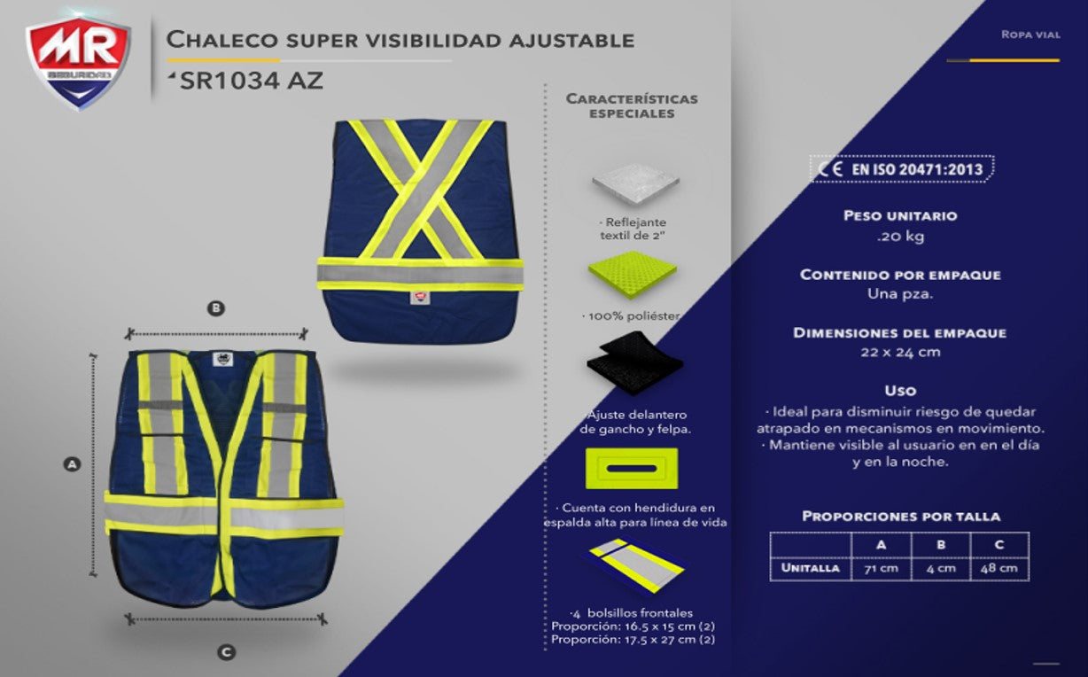 Chaleco Super Visibilidad Ajustable SR1034
