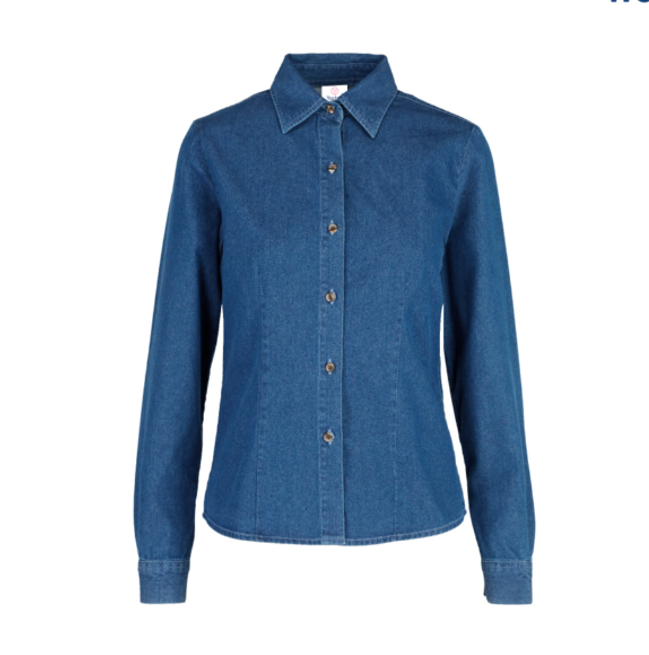 D0601 Camisa de Mezclilla Manga Larga con Silueta para Dama · 100% Algodón · Color Indigo Claro