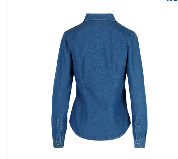 D0601 Camisa de Mezclilla Manga Larga con Silueta para Dama · 100% Algodón · Color Indigo Claro