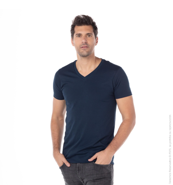 C0306 Playera Cuello V Manga Corta para Caballero · 100% Algodón (LISA)