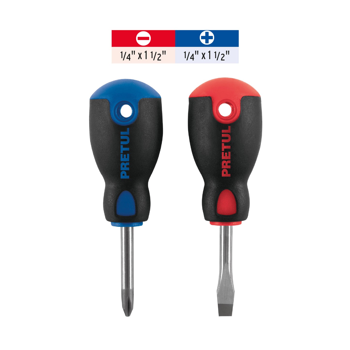 Dúo de desarmadores 1/4" x 1-1/2" mango Comfort Grip, Pretul