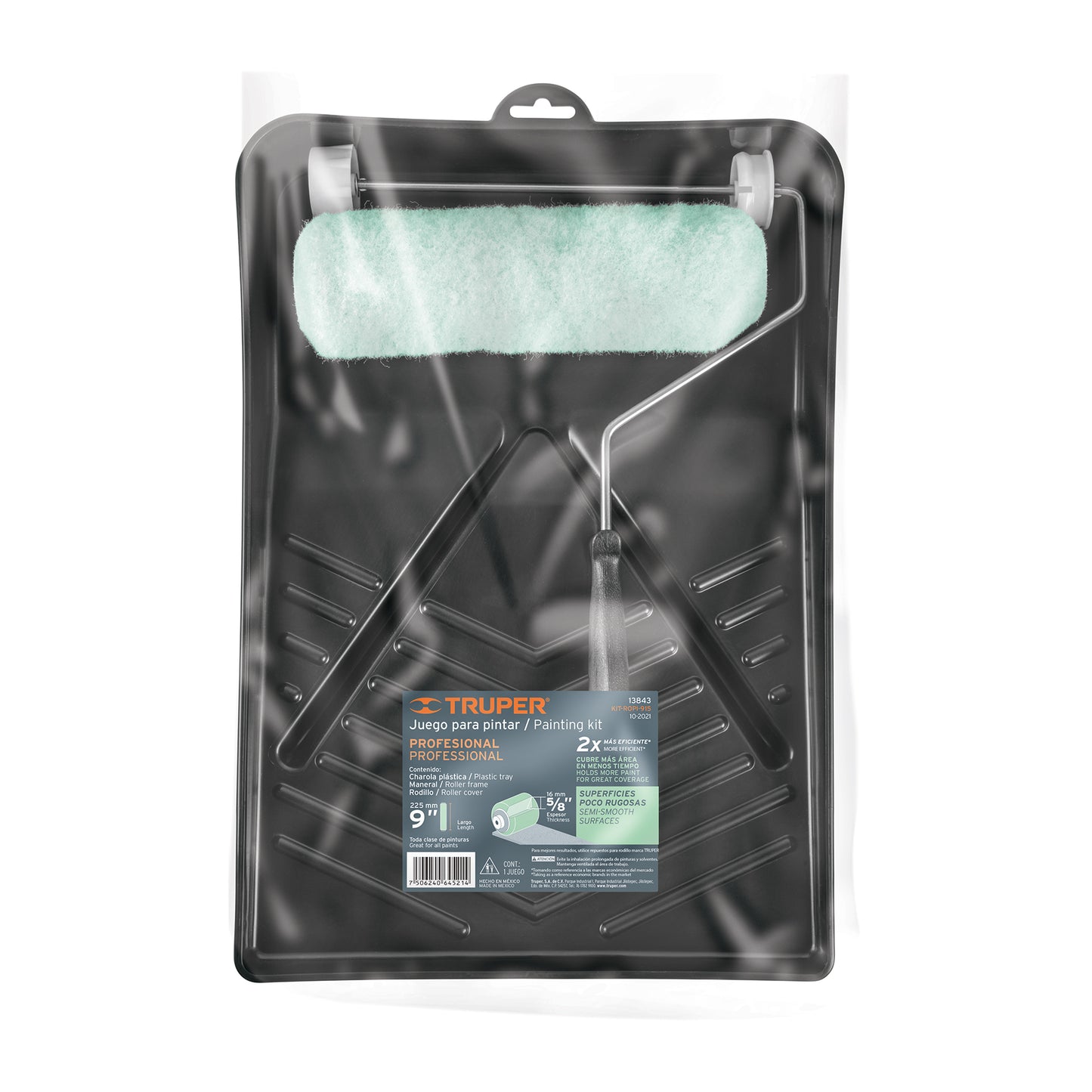Kit de rodillo para pintar, 9" (maneral, charola y felpa)