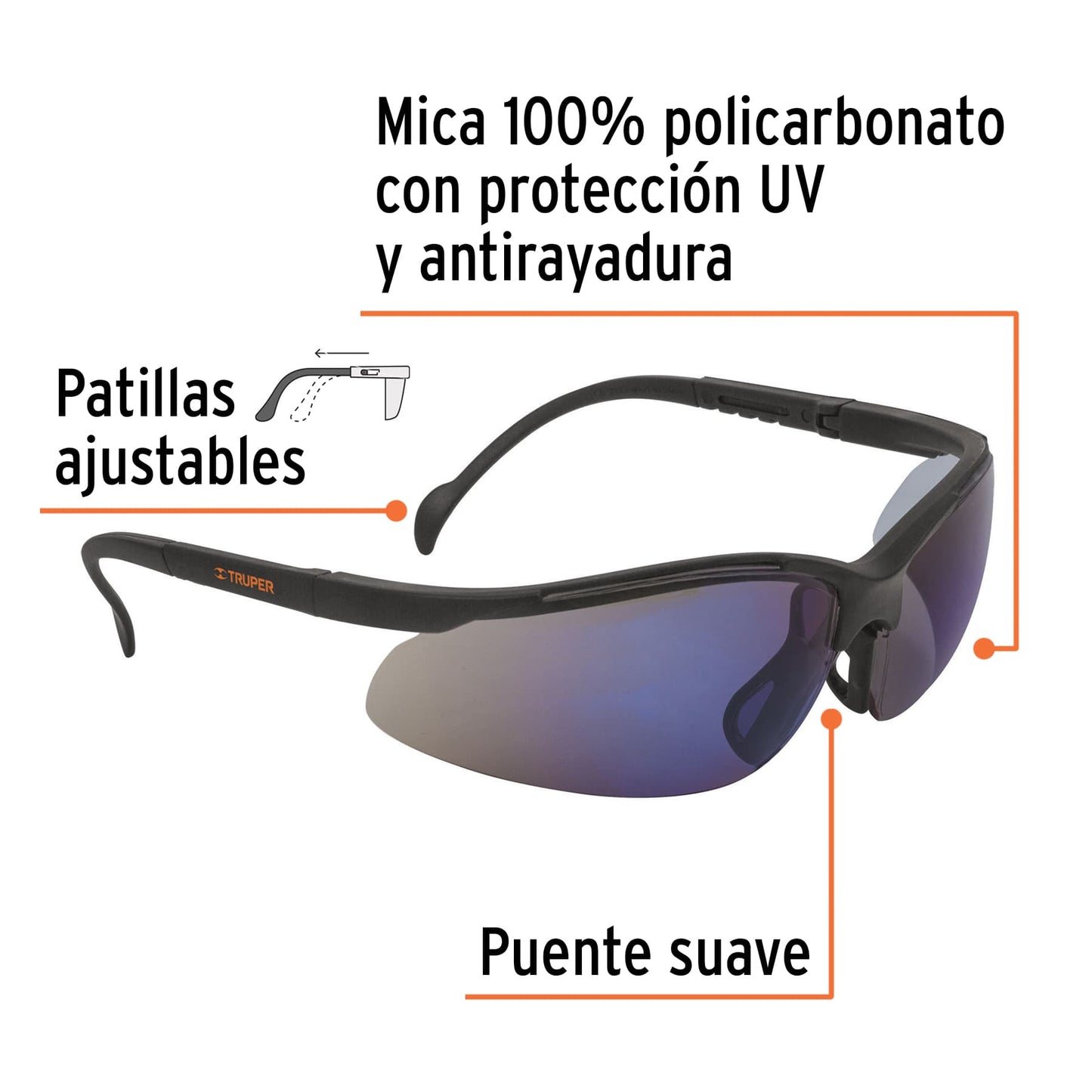 10826 Lentes de seguridad espejo azul, Truper Vision