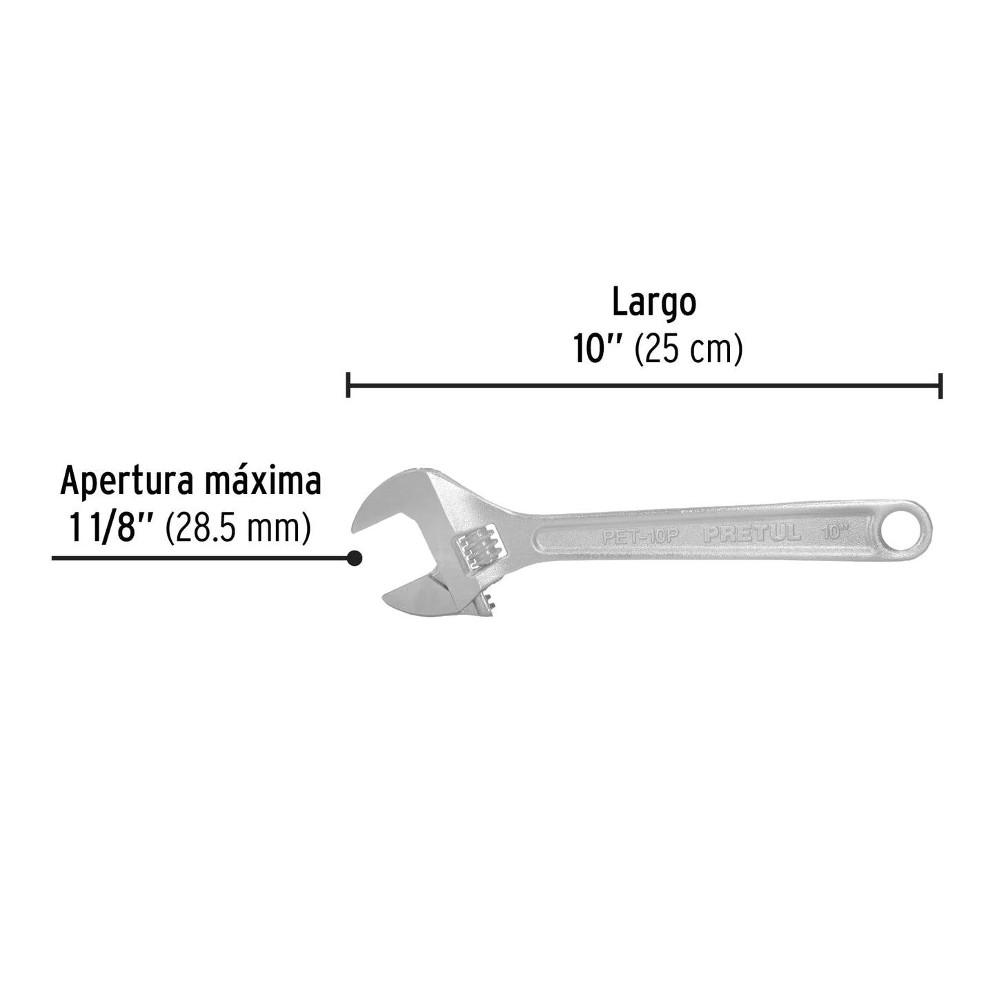 Llave ajustable (perico) 10" cromada, Pretul